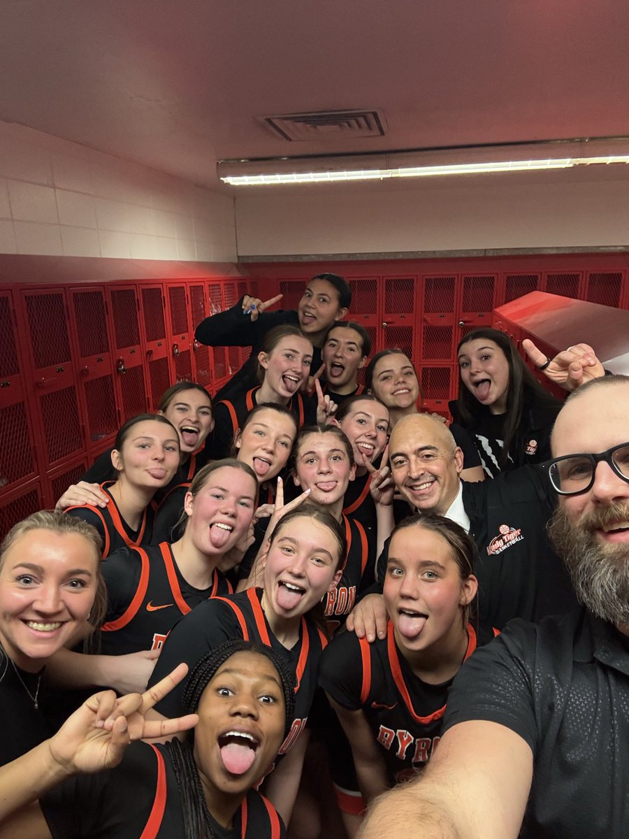 ByronLadyTigers's tweet photo. What battle tonight with Stillman Valley.  Great game by both team.  Really proud of our girls hanging in a pulling off the win.  4th conf title in a row with a conf record of 35-1 over that span. https://t.co/41p2ZL5mf2