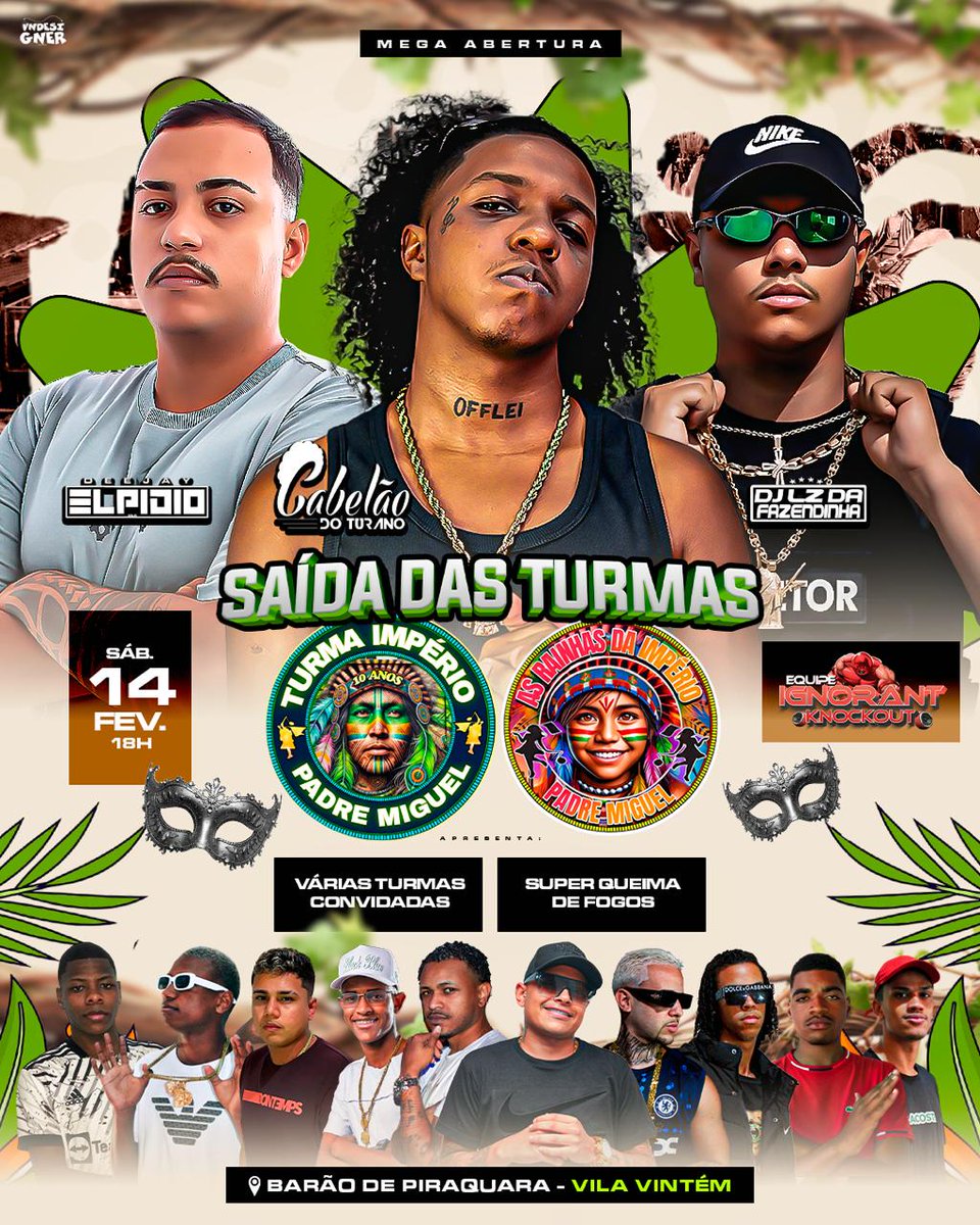 turma_imperio's tweet photo. DIA 14 SAIDA DAS TURMAS IMPÉRIO 💥

VÁRIAS TURMAS CONVIDADAS 🔛👏🏽

DJ CABELÃO DO TURANO 🔝

DJ LZ DA FAZENDINHA 🔛 

DJ ELPIDIO 🔝

DJS DA CASA 💥

EQUIPE IGNORANT 🥊

SUPER QUEIMA DE FOGOS 🚀 https://t.co/xhIseZTgyt