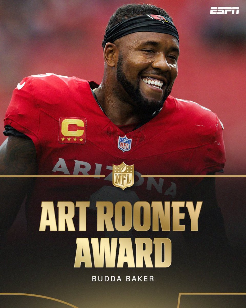 Budda Baker wins this year’s Art Rooney Award winner for Sportsmanship.