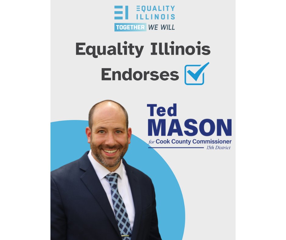Thank you to <a href="/EqualityILL/">Equality Illinois</a> for endorsing our campaign! They work every day to build a better Illinois by advancing treatment and full acceptance of the LGBTQ+ community, and I am proud to join them in these efforts. #CookCounty #15thDistrict