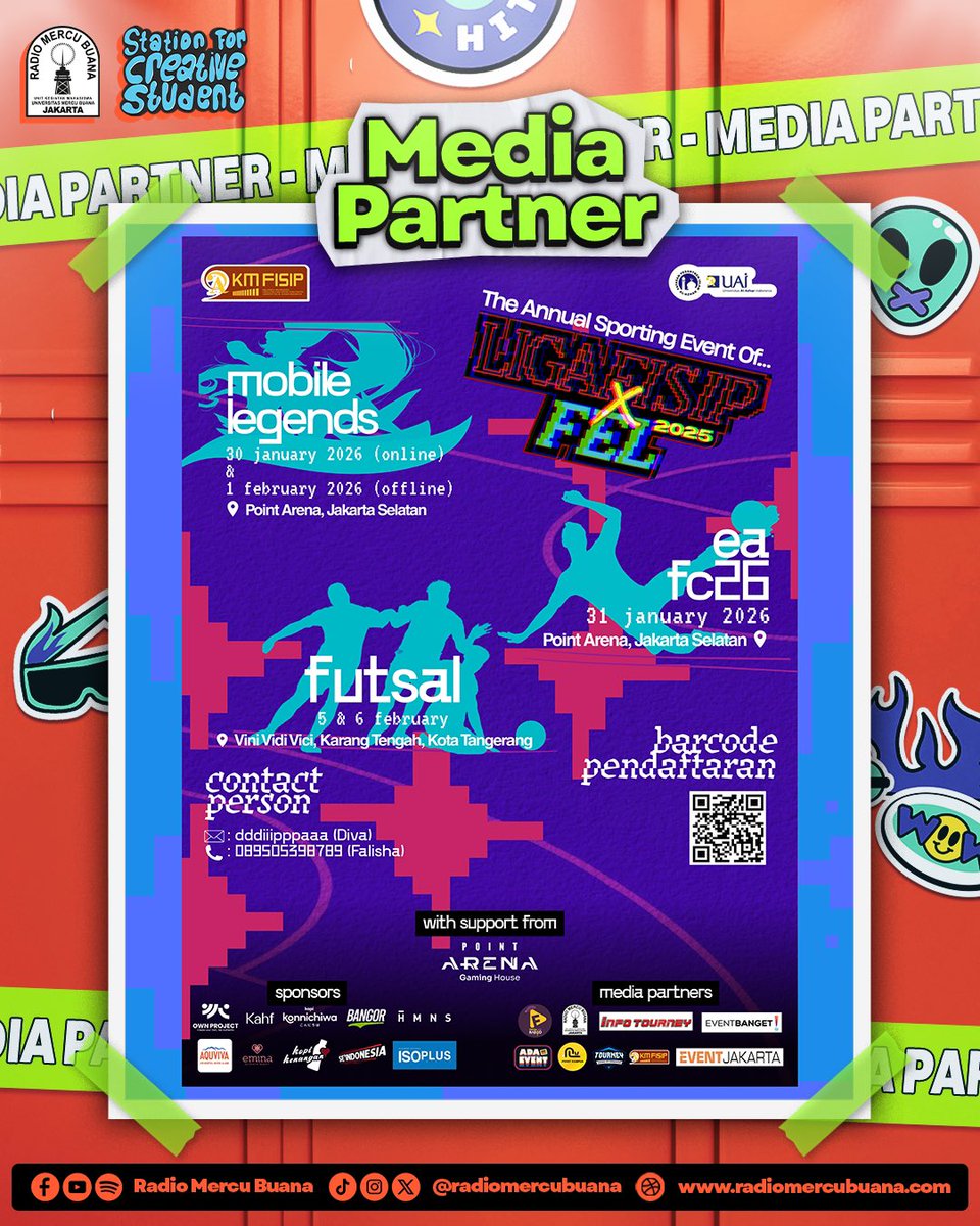 Jangan lupa dateng dan dukun tim kesayangan Rekan buana ya!🤩🥳

#LIGAFISIPUAI2025
#FISIPESPORTLEAGUEUAI2025
#LIFISXFEL2025