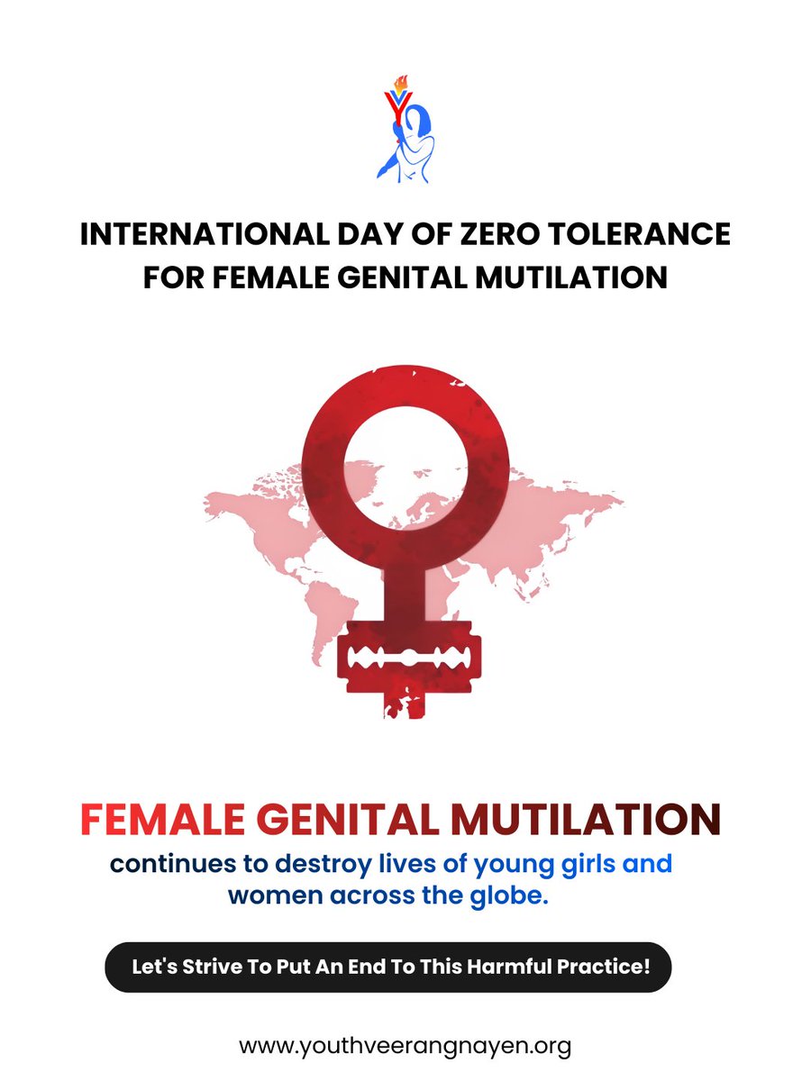 Yveerangnayen's tweet photo. All women deserve a life where they don't have to undergo brutal mutilation of their genitalia. Let's raise voices against this practice and empower women to stand up for themselves!
#EndFGM #FGMFreeGeneration 
#BreakTheSilence #YouthVeerangnayen #EmpoweringU #WomenEmopowerment https://t.co/VMcJmLnGMn