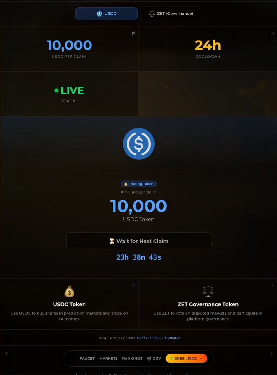 Just claimed on <a href="/Zetarium_/">Zetarium</a> 

Nice to see governance now live with ZET voting power unlocked... 

USDT faucet are also avaliable so users can properly test the product...

#Zetarium_