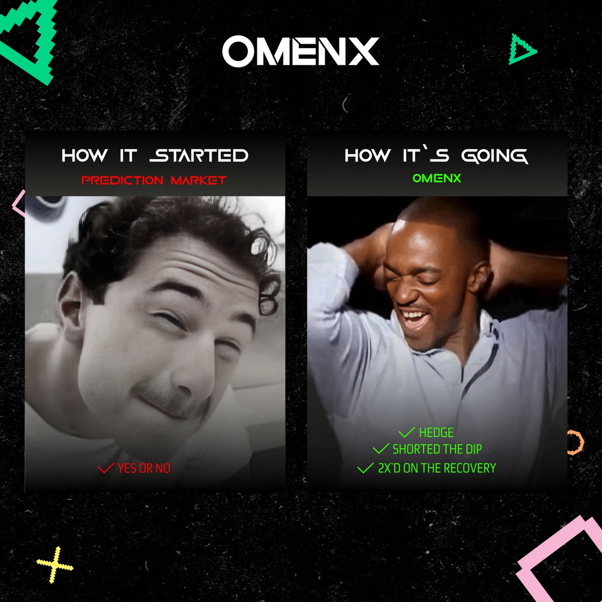 You don't have to go down with the ship📉
A prediction market bet locks you in.
A trade lets you fix it.

Hedge the dip. Trade the recovery.