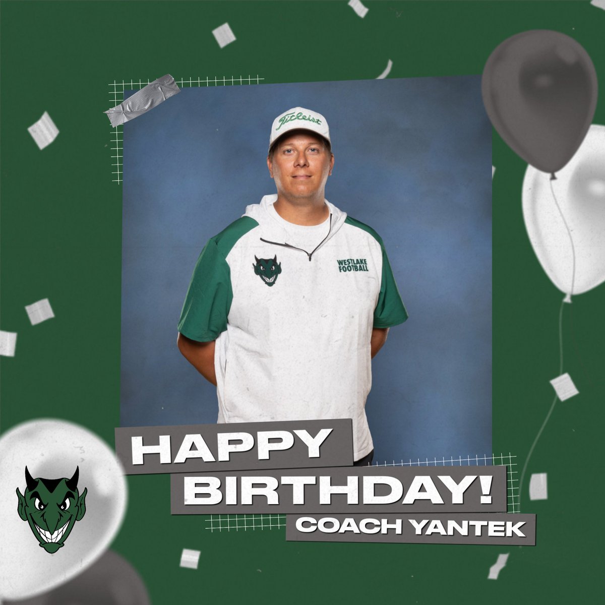 DemonAthletics's tweet photo. Happy Birthday to Coach Yantek! Thank you for all the time you invest in our kids - on the field and in the classroom! #EarnTheW https://t.co/b2cRAcCeEb