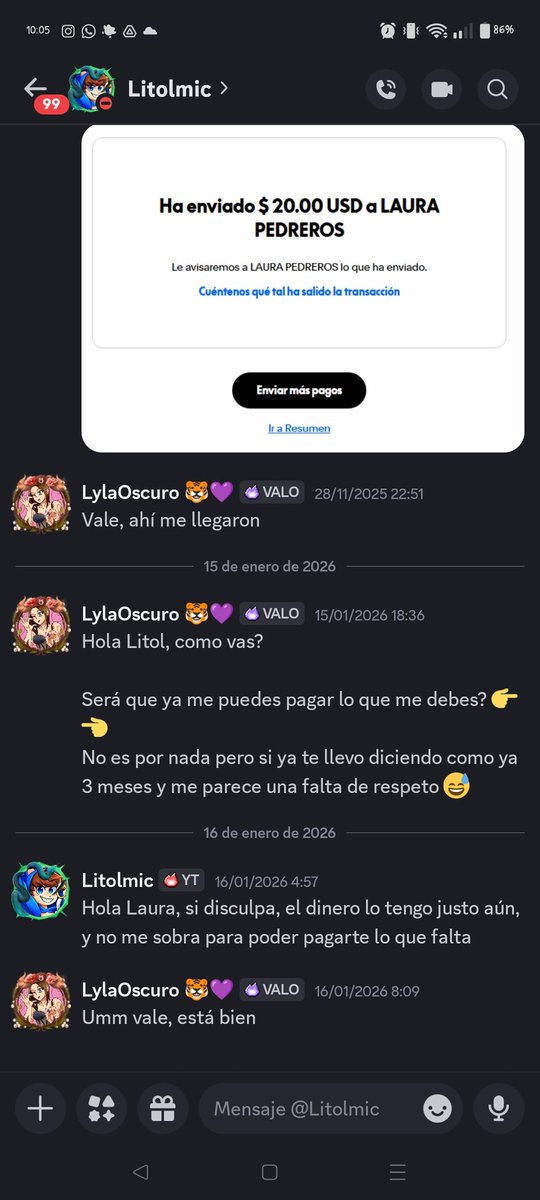 lyla_oscuro's tweet photo. Por presión de lo que le había dicho a los amigos por los cuales me lo presentaron, él me pagó 20USD pero sin comisión llevándome como 18 y Aldo de Dólares (si, fue mi equivocación de novata no cobrar con comisión)... Pero pues aún me debe los otros 75USD https://t.co/HbghqrifSv