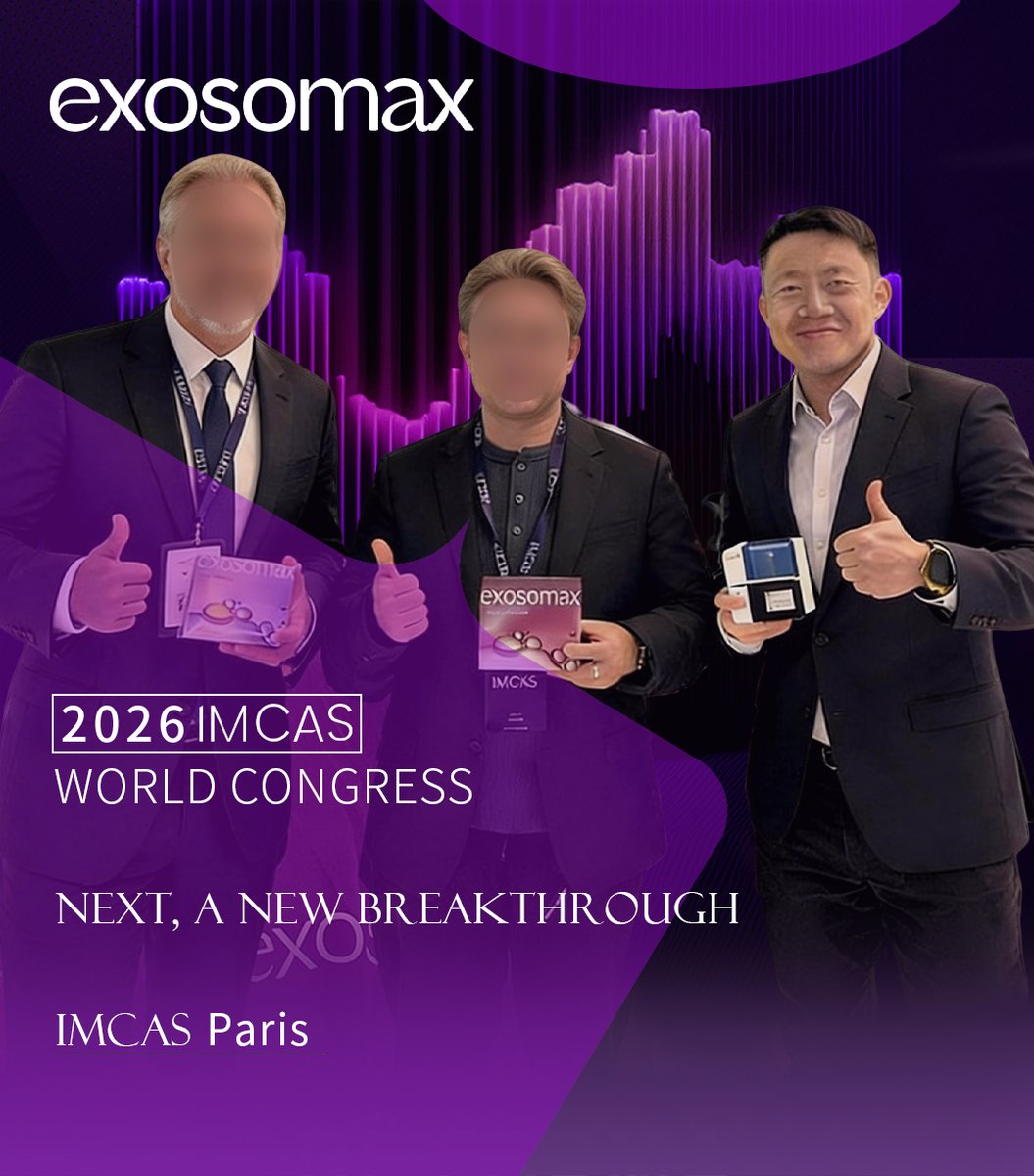 EXOSOMAX's tweet photo. Honored to present Exosomax at IMCAS 2026 alongside global clinicians and innovators, advancing science-backed skin renewal skincare.

Next: IMCAS Americas, São Paulo | March 13-15, 2026 Join the global regeneration &amp; beauty dialogue.

#IMCAS2026 #IMCASParis #SkinRenewal https://t.co/zcEY7ORB3i