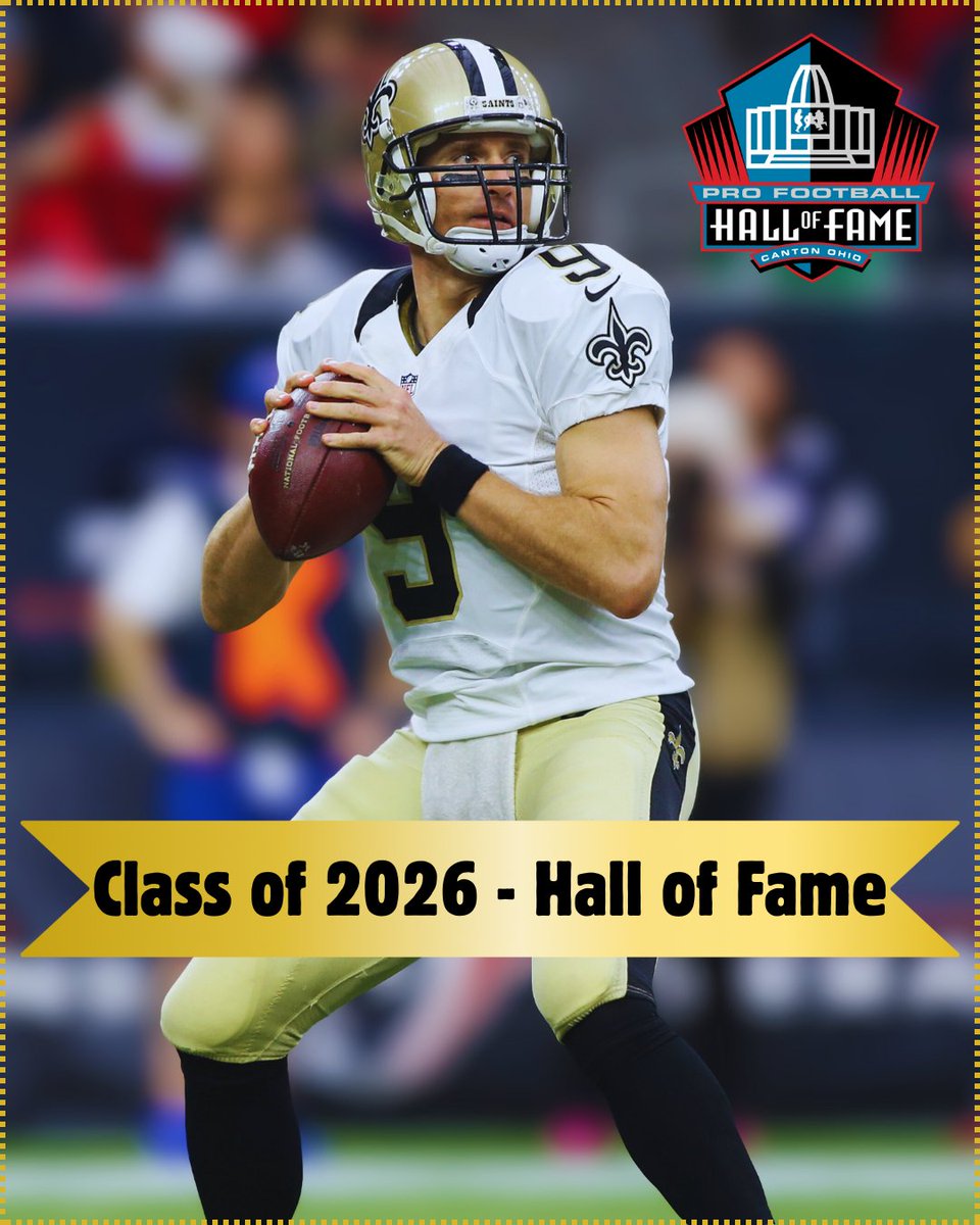 MySportsUpdate's tweet image. Drew Brees has been elected into the Pro Football Hall of Fame, Class of 2026, in his first year of eligibility.

One of the greatest QBs of his era, Brees won a Super Bowl and retired as the NFL’s all-time leader in passing yards (80,358) and TD passes (571).
