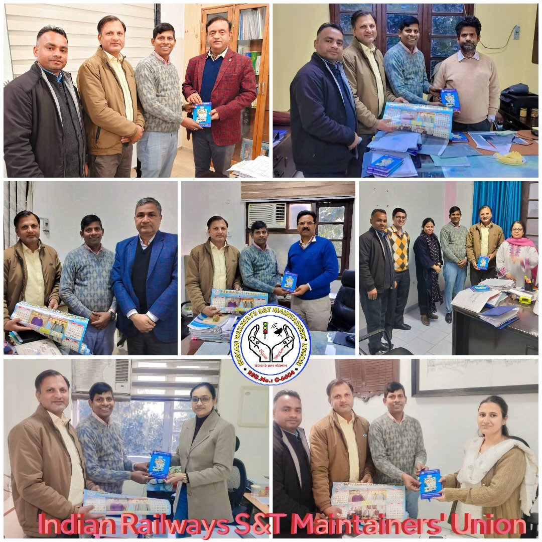 IRSTMU के राष्ट्रीय टीम द्वारा उत्तर रेलवे का मुख्यालय बड़ौदा हाउस नई दिल्ली के PCSTE सर , CSE सर एवं अन्य अधिकारीगण महोदय के समक्ष संकेत एवं दूरसंचार विभाग के कर्मचारियों का समस्याओं पर गहन रूप से चर्चा हुआ एवं IRSTMU नव वर्ष के डायरी एवं कलैंडर भेंट किए।