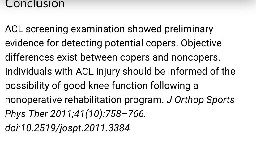 Retlouping's tweet photo. Identifying Individuals With an Anterior Cruciate Ligament Deficient Knee as Copers and Noncopers: A Narrative Literature Review

https://t.co/sxNY2rOf7q https://t.co/CK55P6Nn6k