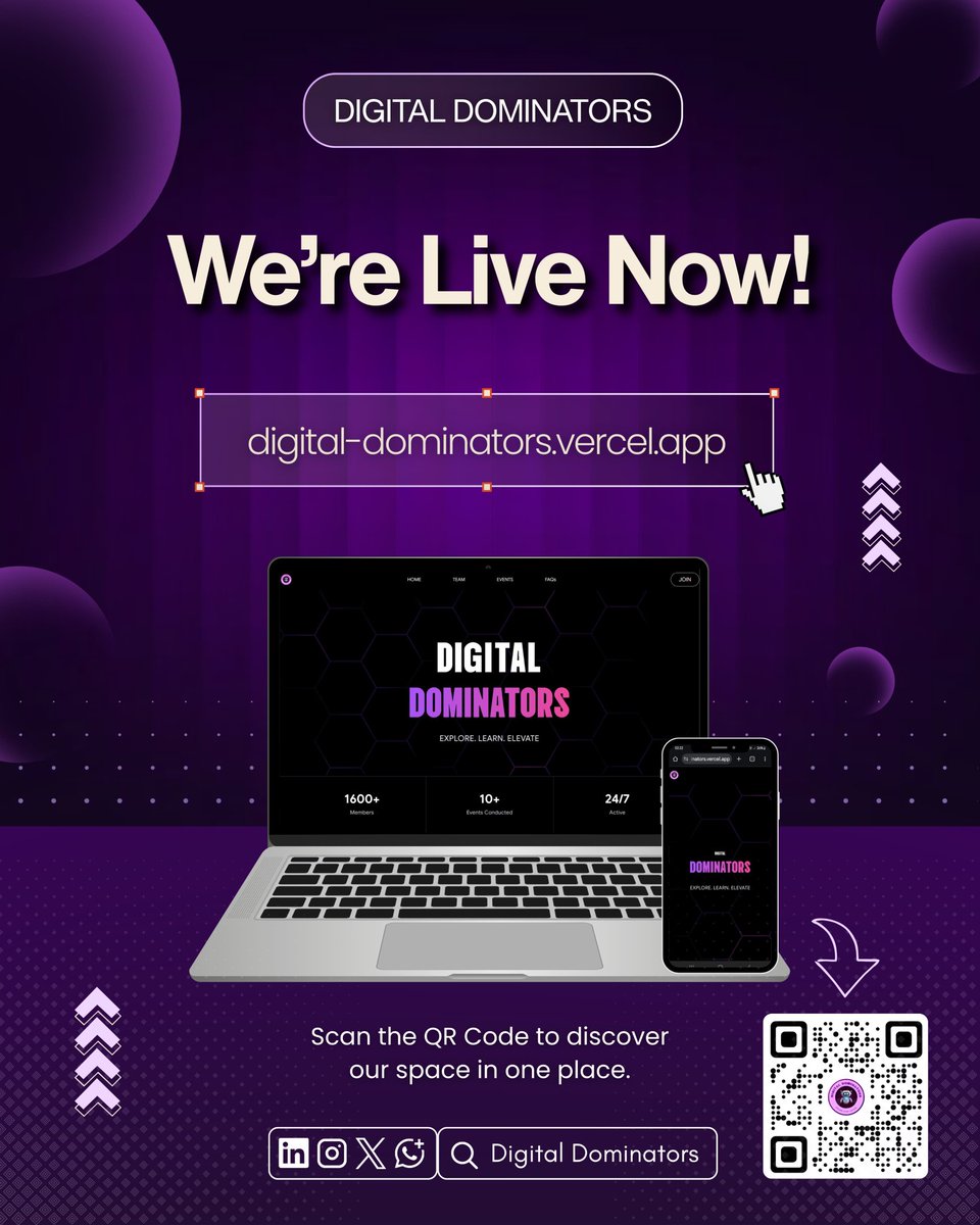 digital_domi45's tweet photo. New vision unlocked. New era loading ⚡️🚀

Digital Dominators is officially live, a space where ideas spark, minds connect &amp; the tech grows in real time. ✨️

📲 Scan &amp; discover what’s live at
🌏 https://t.co/IZVCgDhJF7

#NowLive #DigitalDominators #Website #ExploreLearnElevate https://t.co/LE7ZNJL4fk