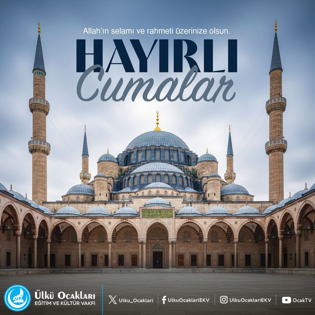 Allah’ın rahmeti ve bereketi üzerinize olsun. Dualarınız kabul, cumamız mübarek olsun. #HayırlıCumalar 🇹🇷