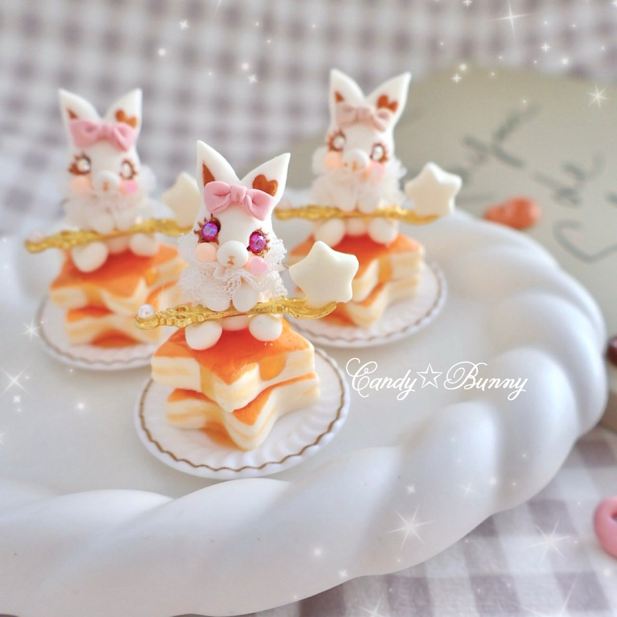 星のパンケーキうさチャーム🐰 ⊹ ࣪˖┈┈┈┈┈┈┈˖ ࣪⊹ ⭐星降る