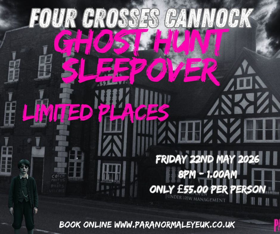 It's one thing to visit... It's another to sleep over. 🛌👻 Join us at the infamous Four Crosses for an all-night ghost hunt sleepover. Will you make it until dawn, or will the spirits keep you awake? 🕯️👣 paranormaleyeuk.co.uk/the-four-cross… #FourCrosses #GhostHunt #CannockChase"