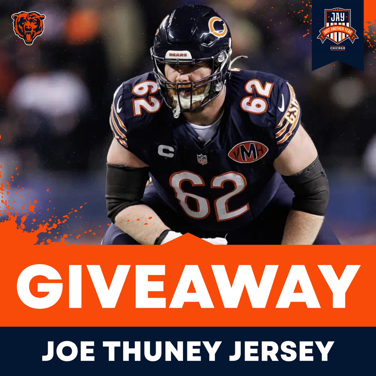 🚨GIVEAWAY🚨

In honor of #Bears OG Joe Thuney winning NFL Protector Of The Year, we're giving away his jersey.

To enter:
-Like &amp; Retweet this tweet
-Follow <a href="/JAYChi_Bears/">Just Another Year Chicago: Bears</a> 
-Comment "Congrats"
*Extra entries in thread

Winner announced 2/7
*Make sure it's us if selected