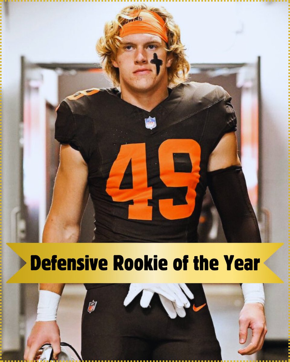 MySportsUpdate's tweet photo. Just in: The 2025 NFL Defensive Rookie of the Year is #Browns LB Carson Schwesinger. https://t.co/Gqa5r0KpzW