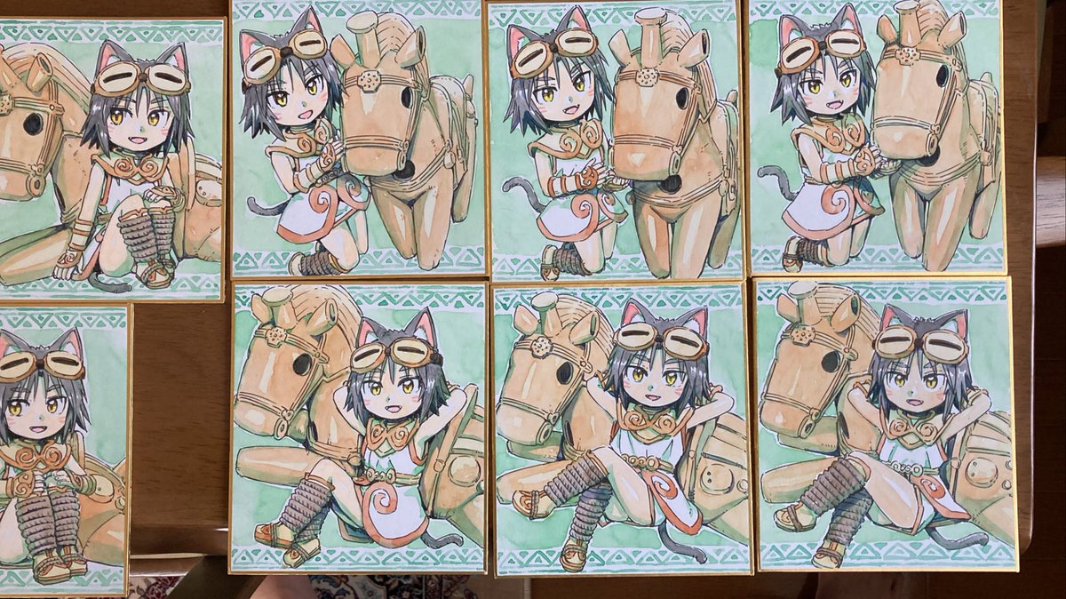ねこむすめ道草日記【午年絵馬】のプレミアセットのミニ色紙、現状こんな感じになってます。
#ねこむすめ道草日記 