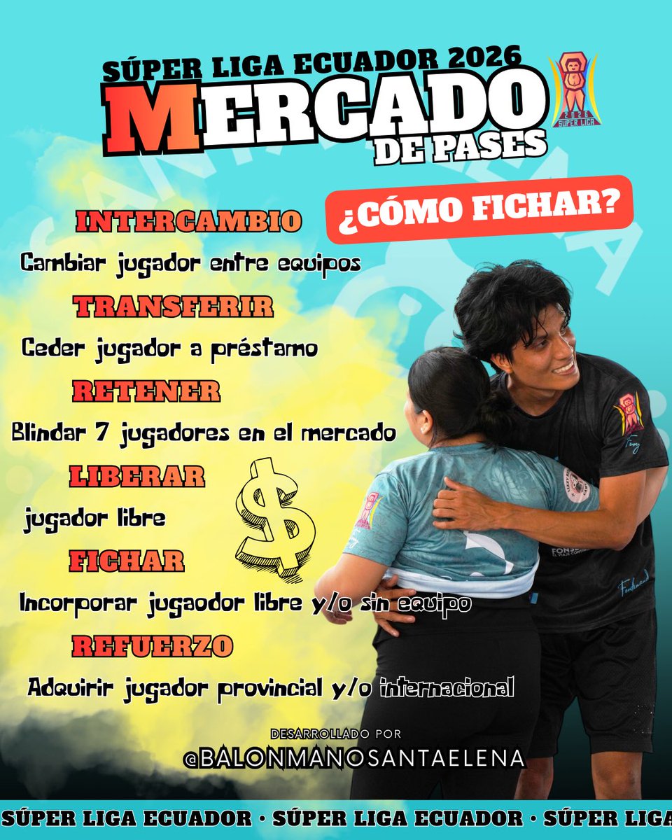 jaimefonsecar's tweet photo. Mercado 2️⃣0️⃣2️⃣6️⃣
📲 Nos vemos 🗓️ mañana en un 🔴 En vivo a las ⏰ 20h00 pm para abrir y cerrar los fichajes de jugadores 🤾🏻‍♂️🔁🤾🏻‍♀️. https://t.co/nKJdhcDJ8d