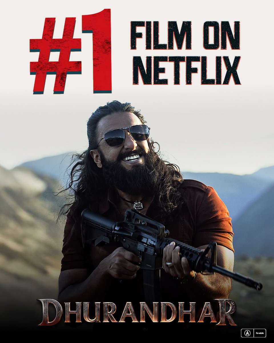 Aditya Dhar’s DHURANDHAR is currently the number one film on Netflix across 21 countries: 

United Kingdom 🇬🇧
Canada 🇨🇦
Australia 🇦🇺
New Zealand 🇳🇿
Singapore 🇸🇬
United Arab Emirates 🇦🇪
Saudi Arabia 🇸🇦
Qatar 🇶🇦
India 🇮🇳
Hong Kong 🇭🇰
Nigeria 🇳🇬
Pakistan 🇵🇰
Bangladesh 🇧🇩
Morocco 🇲🇦