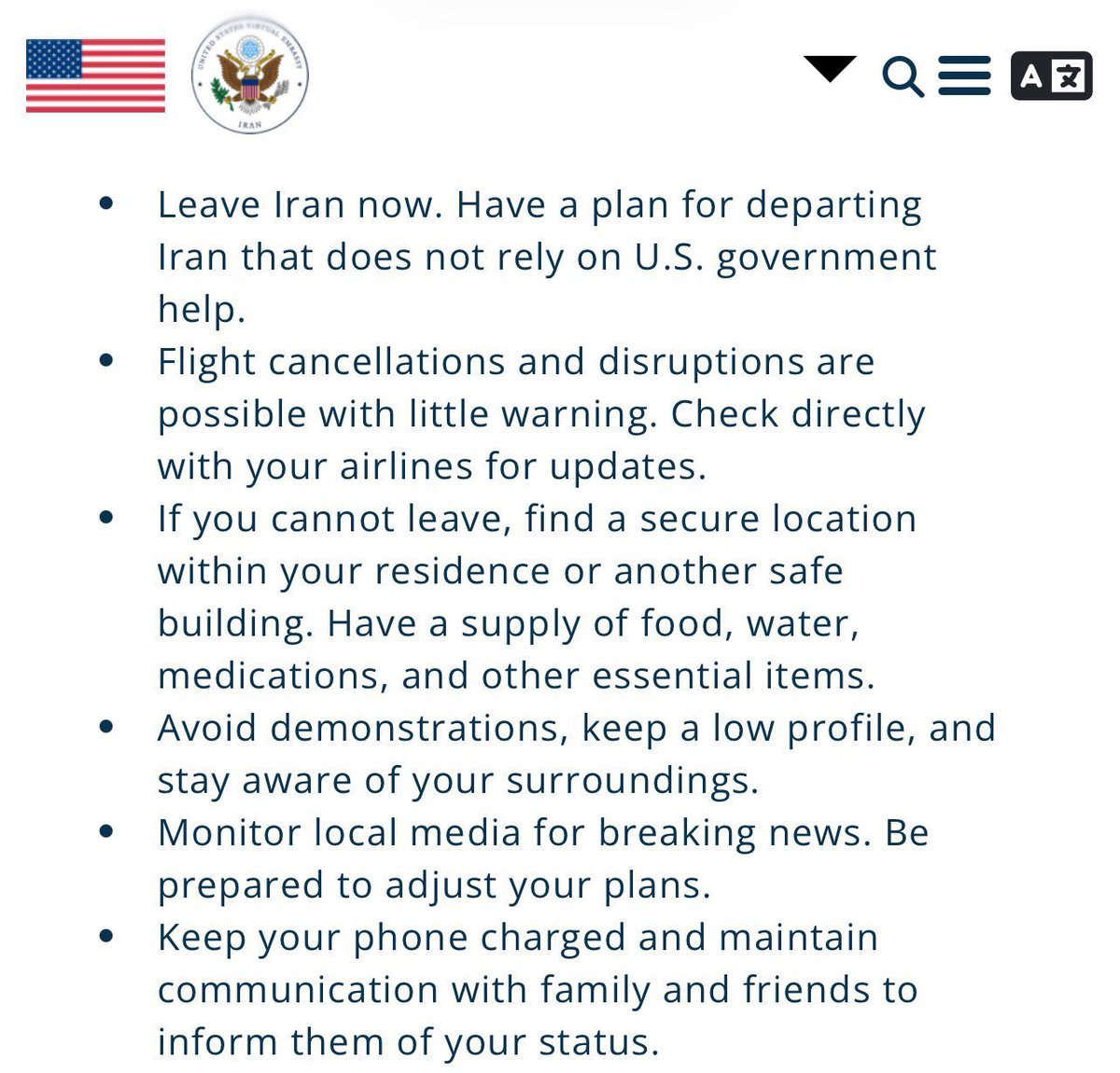 on_time_update's tweet photo. BREAKING:US Embassy tells citizens to ‘LEAVE IRAN NOW

So what do you think after this message guys https://t.co/g0UdEJ6N93