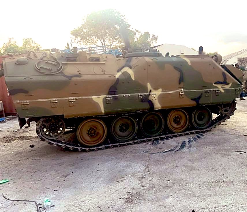 TheResultist's tweet photo. "Huge thanks to South Korea 🇰🇷 for the 3 armored vehicles for our PNH today! This is REAL support. This is what helps fight gangs. 💪 
Meanwhile, where are France &amp; Canada 🇨🇦? Still sending motorcycles and  donations that don't match the needs of the streets?

 #Haiti #PNH https://t.co/7rFOd7aJ79