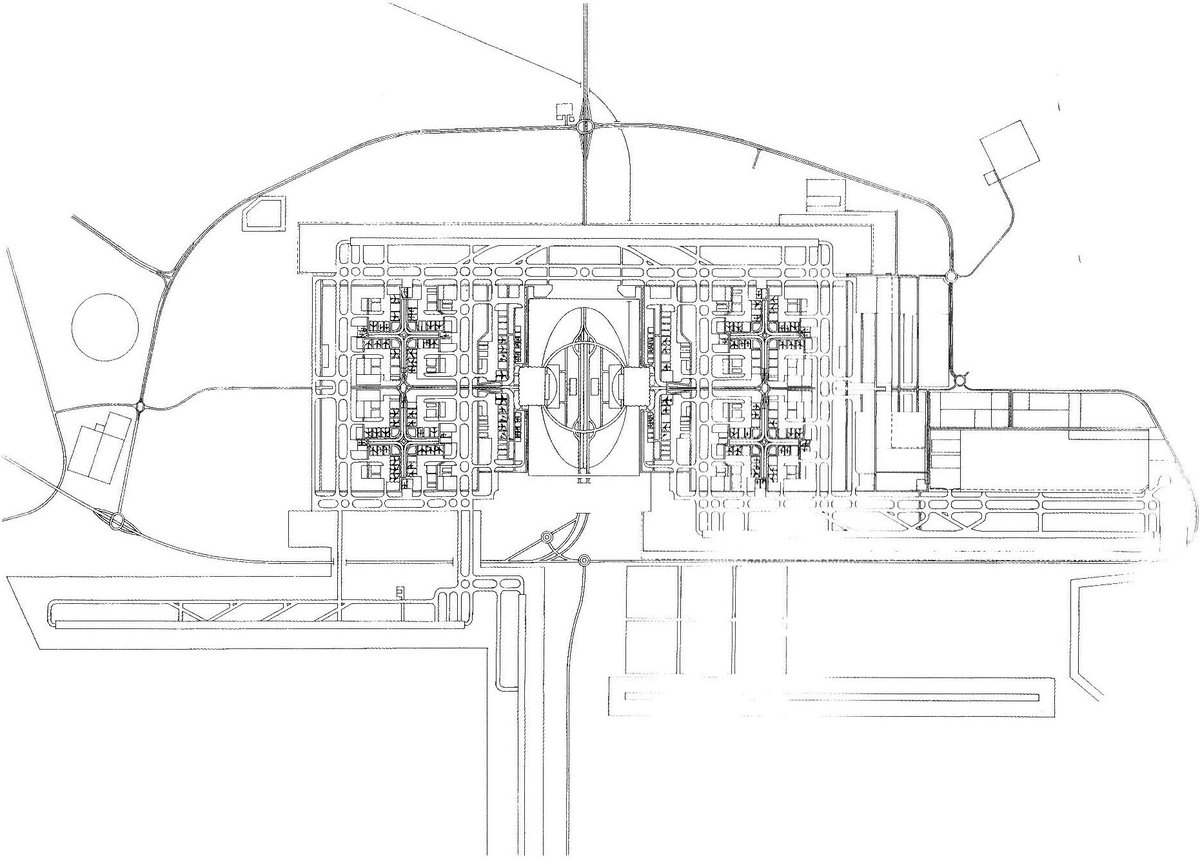 keemmazni's tweet photo. Takda ke orang nak generate balik AI ke the original KLIA masterplan by Kisho Kurokawa ni? 

That 2 main terminals, 4 satellite buildings with centre garden. Kita memang betul2 lost the game excellent masterpiece. Dah ada masterplan pun still bersepah planning skrg https://t.co/4D09e9wD8U