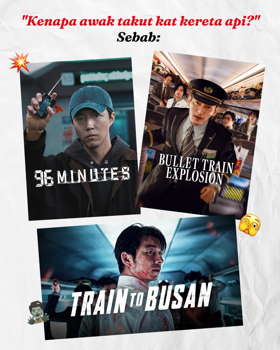 NetflixMY's tweet photo. Taknak naik kereta api dah, 15km pun jalan kaki je lah 🥲
📺: #96Minutes, #TrainToBusan, #BulletTrainExplosion https://t.co/NuErfyCjdK