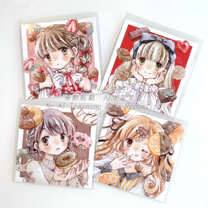 #原画市 当日私の絵柄の特別仕様前売り券を見せて頂いた方にはこちらのステッカーを1枚プレゼント致します ご購入頂いた人数は把握してますのでいつ来て頂いても無くなることはありませんが、お選びいただける絵柄は先着順となります 是非私のブース[F19]まで見せに来てくださいね #原画市2026