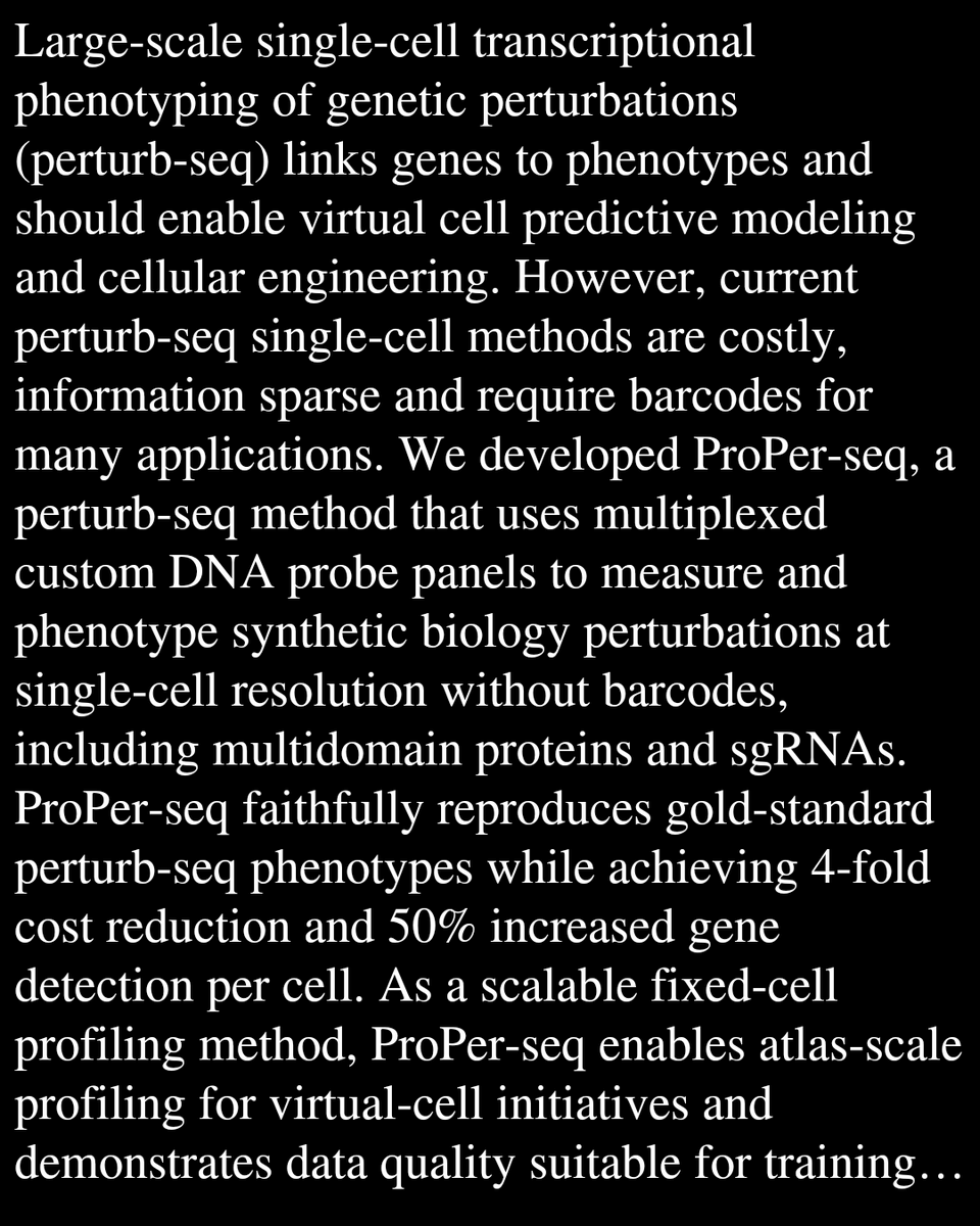 Scalable probe-based single-cell transcriptional profiling for virtual cell perturbation mapping and synthetic biology phenotyping

Swinderman, J. T., Tung, P.-Y., Winters, A., Goudy, L., Wilson, C. M., Bounds, L. R., Teyssier, N., Agrawal, A., ...
biorxiv.org/content/10.648…