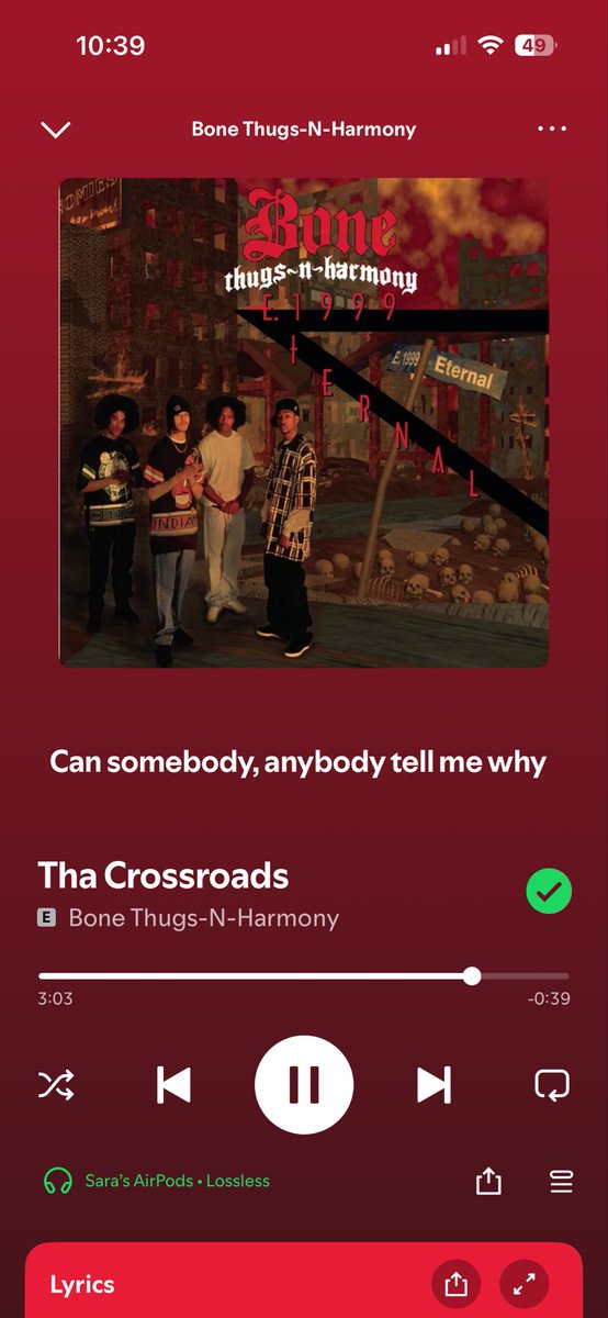 Call me weird but when I get upset or stressed bruh this song gets me through absolutely anything!!! Bone Thugs N Harmony vocals are absolutely heavenly and the message in this song is amazing