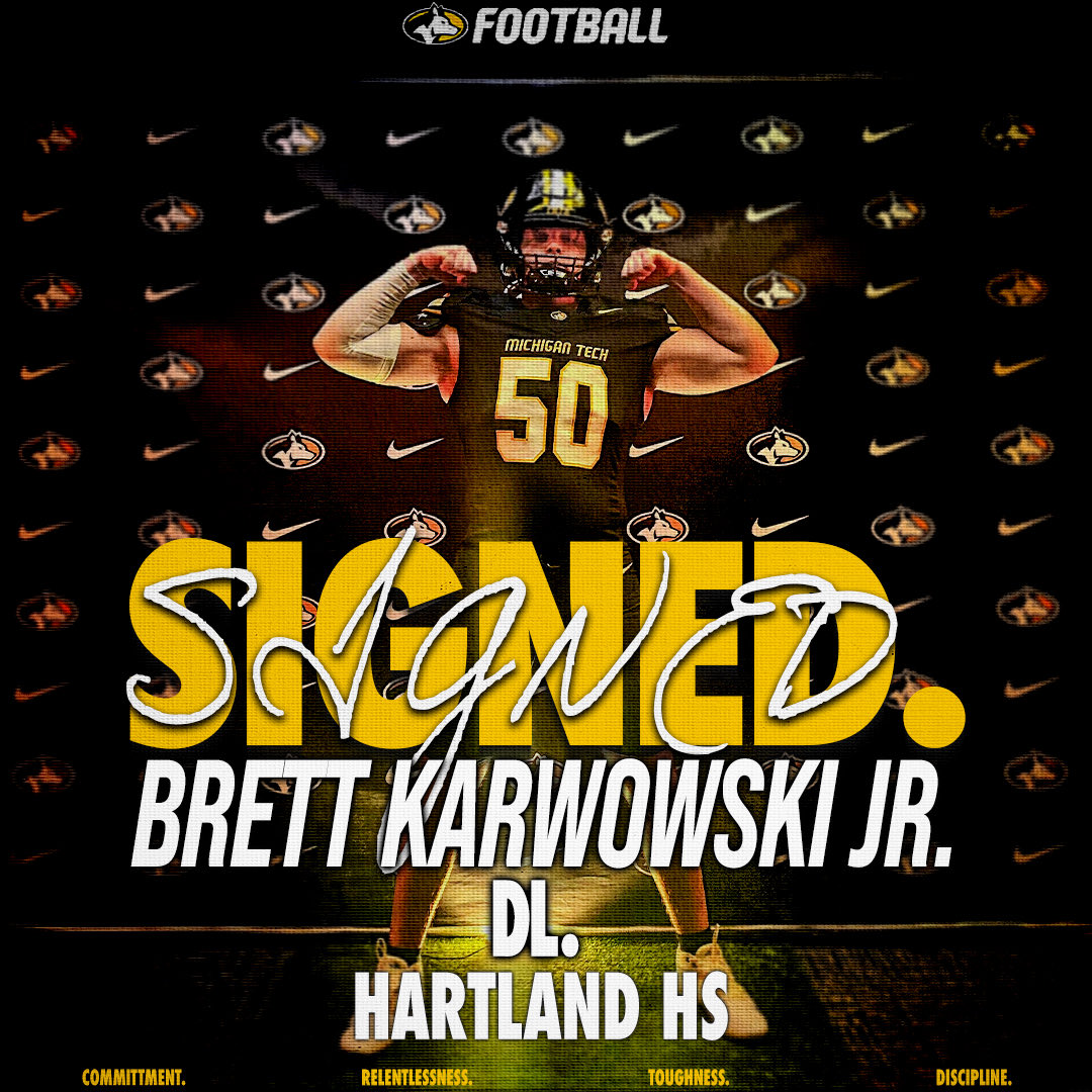 BrettKarwowski's tweet photo. I am grateful and blessed to announce that I am officially committed and signed with @MTUFB. @ATHLX4 @BKarwowski50 @MichFBFrenzy @MIexposure @TheD_Zone @J_Daniels74 @CoachThomas90 @DanMettlach @HartlandHSFB https://t.co/Gi8gfWopdi