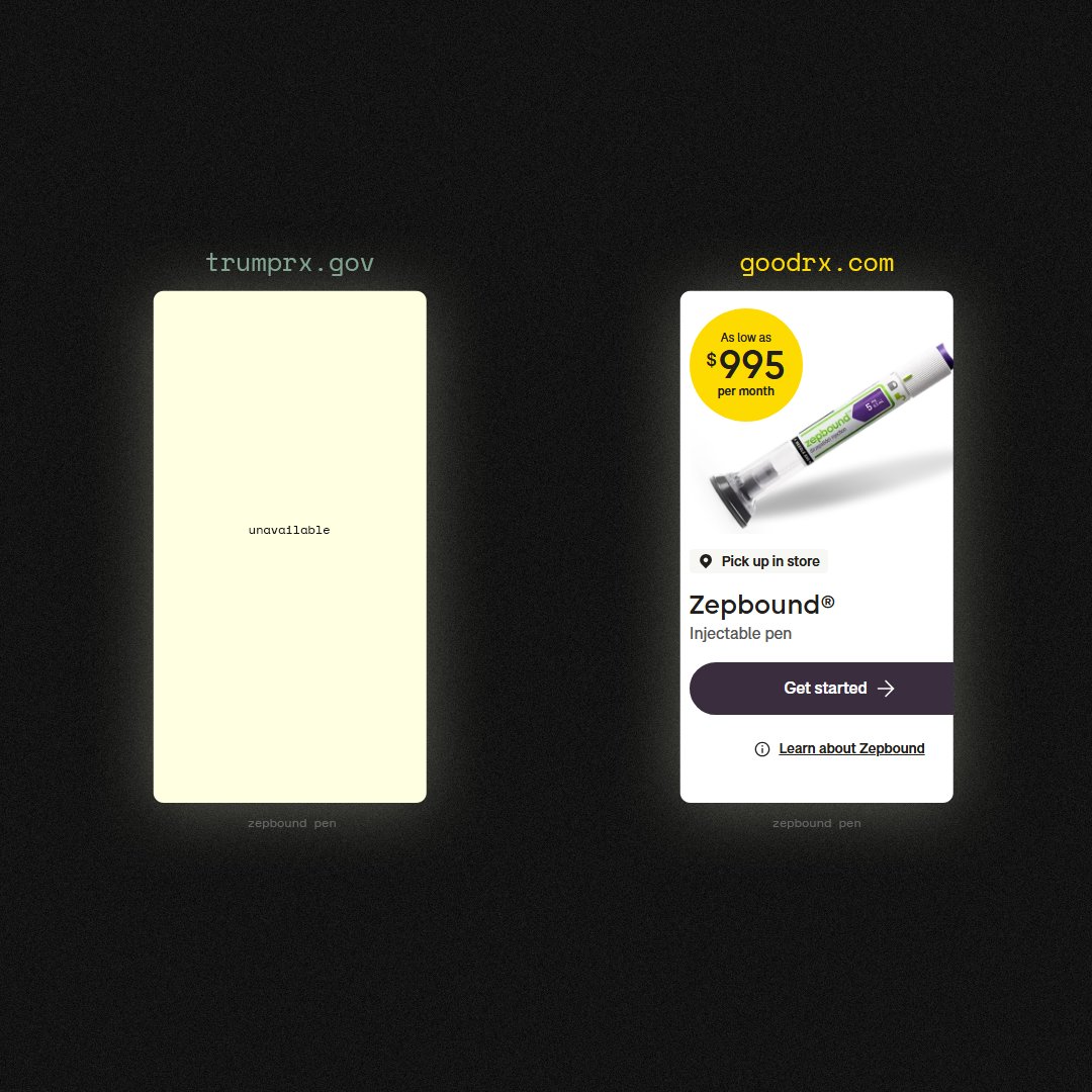 TheKingsGFX's tweet image. The ‘TrumpRx Price’ is the same as GoodRx, except GoodRx covers 1,000+ medications.