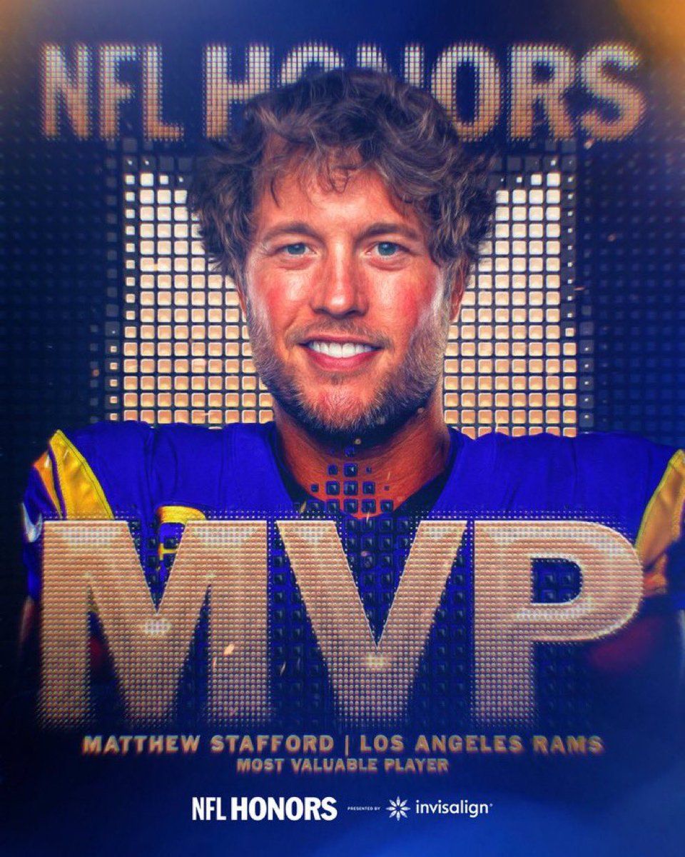 AdamSchefter's tweet image. The 2025 AP NFL MVP is LA Rams QB Matthew Stafford.