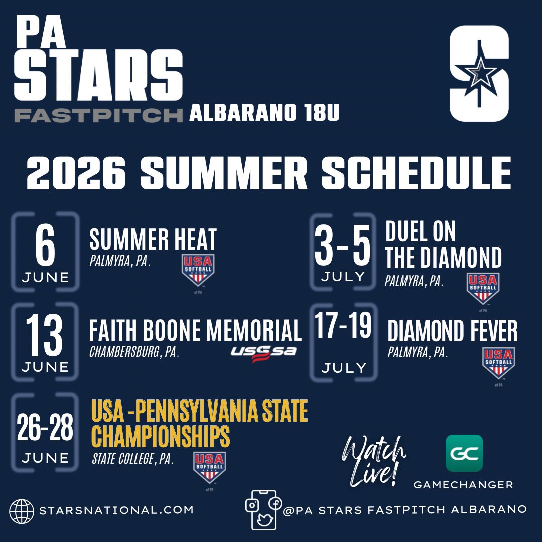 BreelynP06's tweet photo. 2026 summer schedule is officially out!! Softball is in the air 👏. I can’t wait! I’m so ready to have an amazing season with an amazing team! #softball @Stars_Albarano @starsnationalfp https://t.co/O6l43YtiID