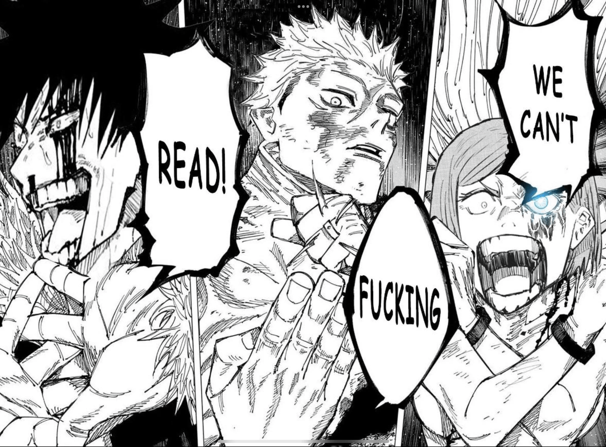 NotCarotu's tweet photo. @SomeOddsForYou @ExtremeBlitz__ Gojo saved Megumi after Toji died... Because Toji told Gojo about his son. https://t.co/9LxQmN8toi