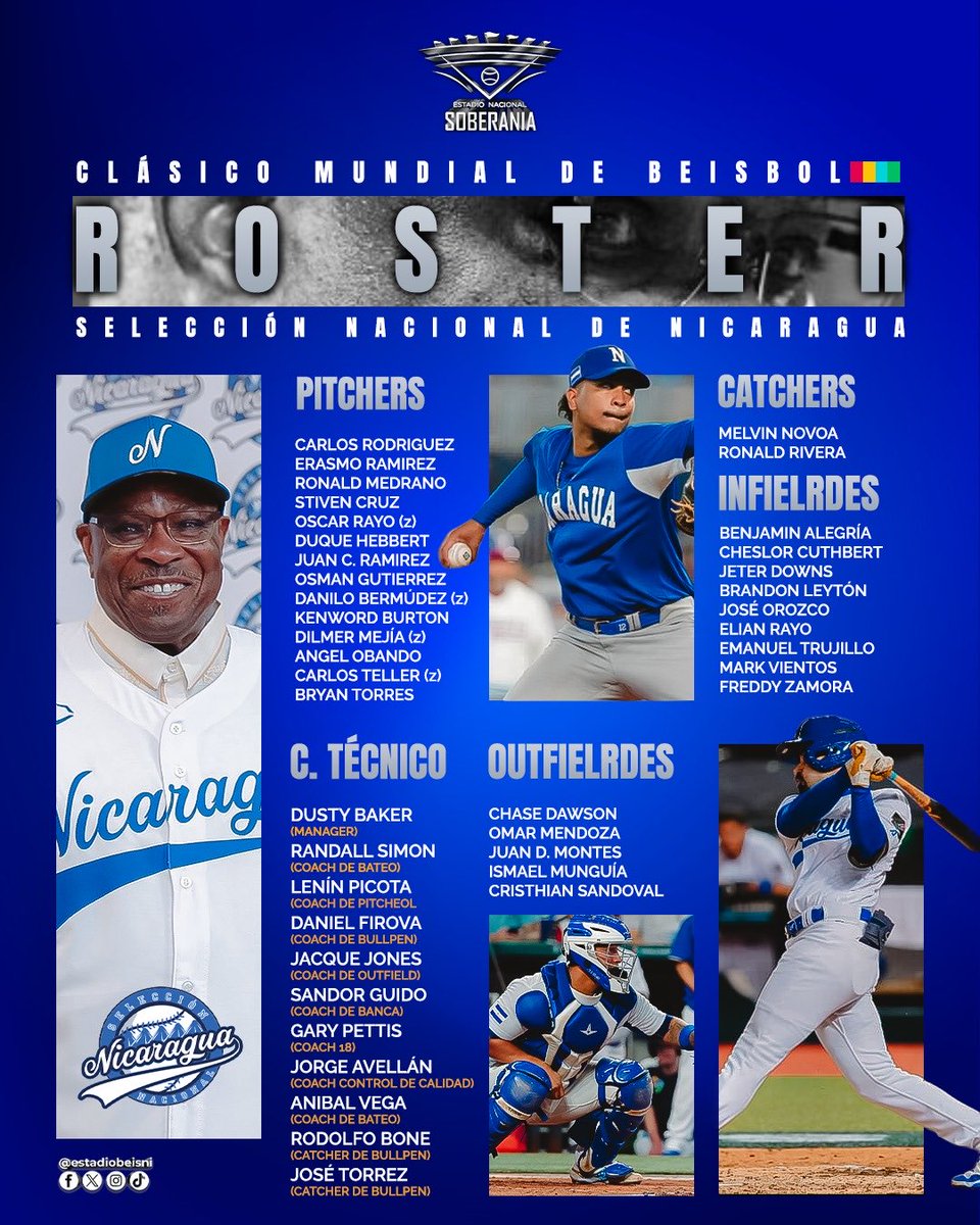 Ya está listo el Roster 🔥de la <a href="/selebeisbolnic/">Selección de Nicaragua</a> 🇳🇮 para el Clásico Mundial 2026 ⚾️
#EstadioNacionalSoberanía🏟️