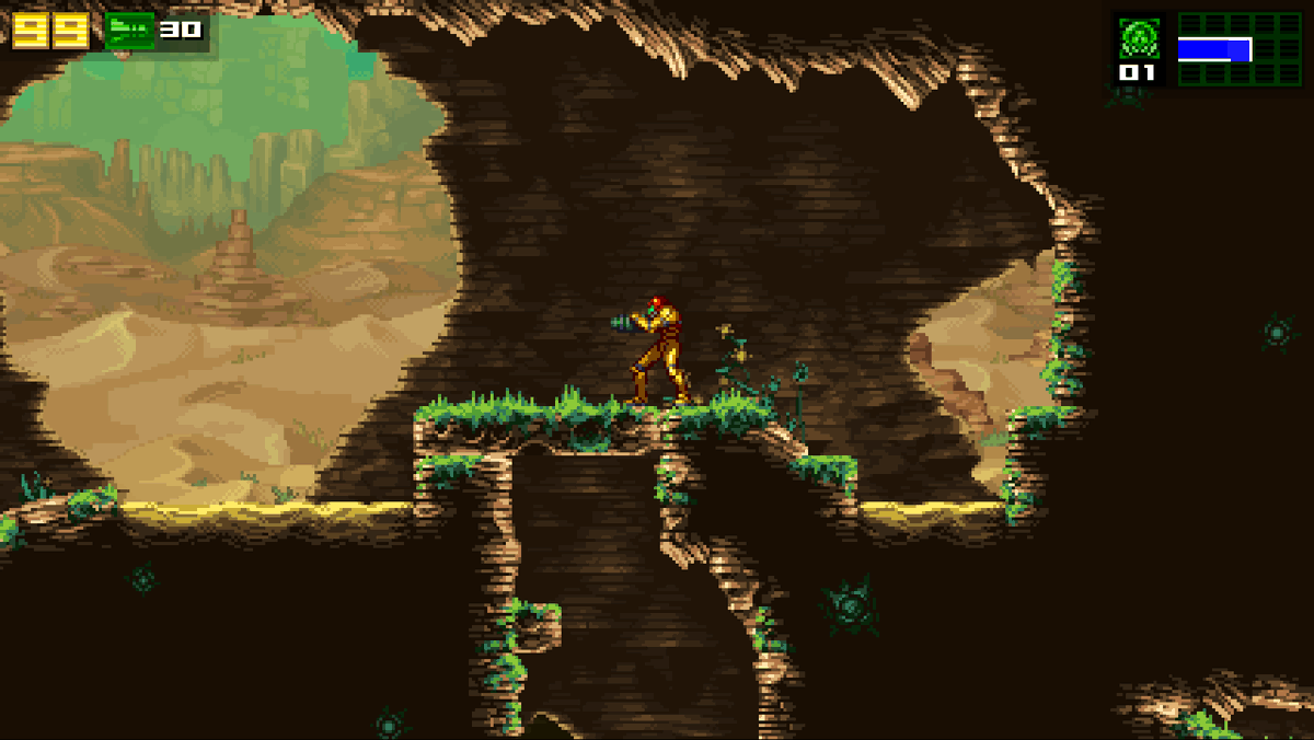 Lojemiru's tweet image. Hi! The AM2R 2.0 team needs some more help with pixelart, particularly tilesets and backgrounds. If you:
- Draw cool pixels (like these ones)
- Are crazy enough to draw said cool pixels for free
- Like AM2R

...then we would really like to chat!