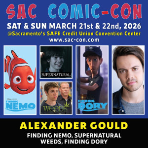 SacAnime's tweet image. Please welcome Alexander Gould to Sac Comic-Con!

#AlexanderGould worked on #Pixar’s #FindingNemo, #Weeds, #Supernatural, #CriminalMinds, and #PushingDaisies, as well as roles in independent films and voice work in #FindingDory (2016) and Bambi II.