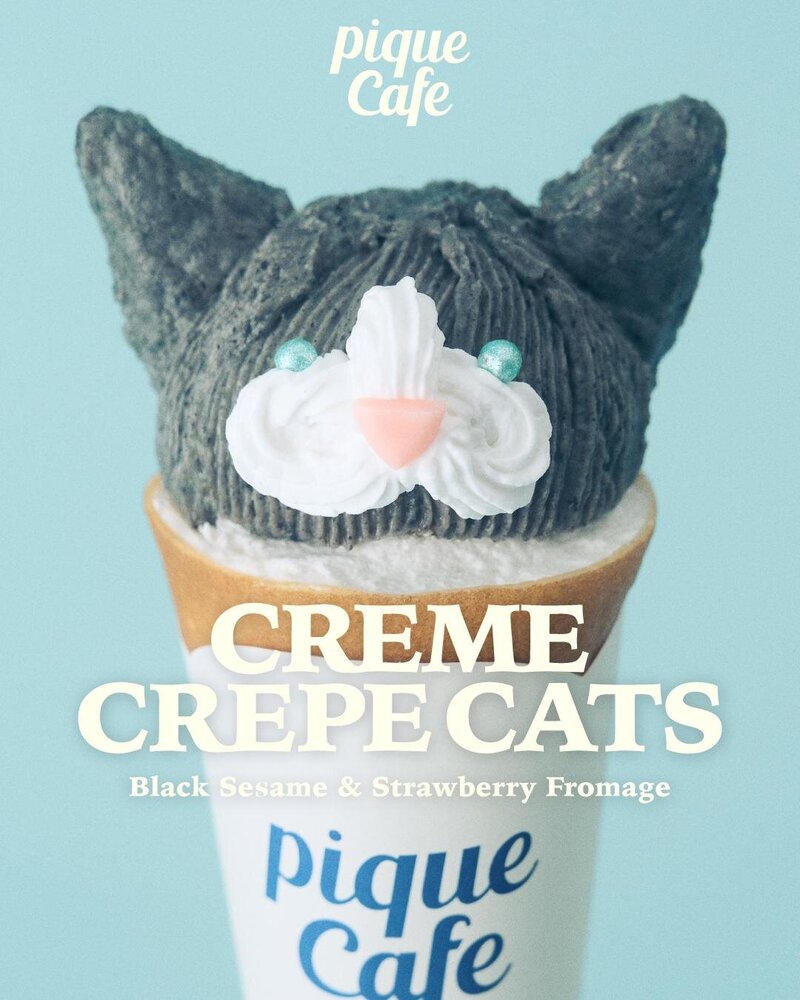 fashionpressnet's tweet photo. ジェラート ピケ カフェ「猫クレープ」黒ごまといちごフロマージュ＆塩キャラメルとオレンジの2種 - https://t.co/3UknKOGxCM https://t.co/5ydi0Rzvv6