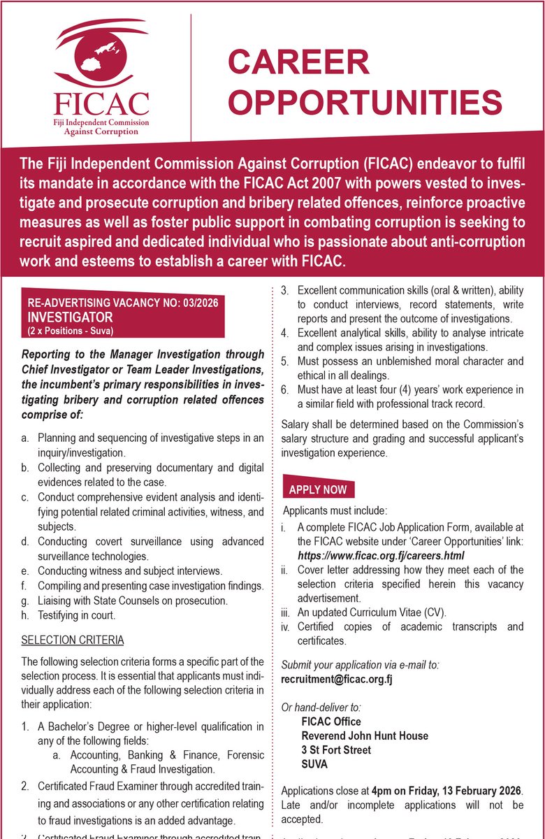 Fiji Independent Commission Against Corruption tweet media