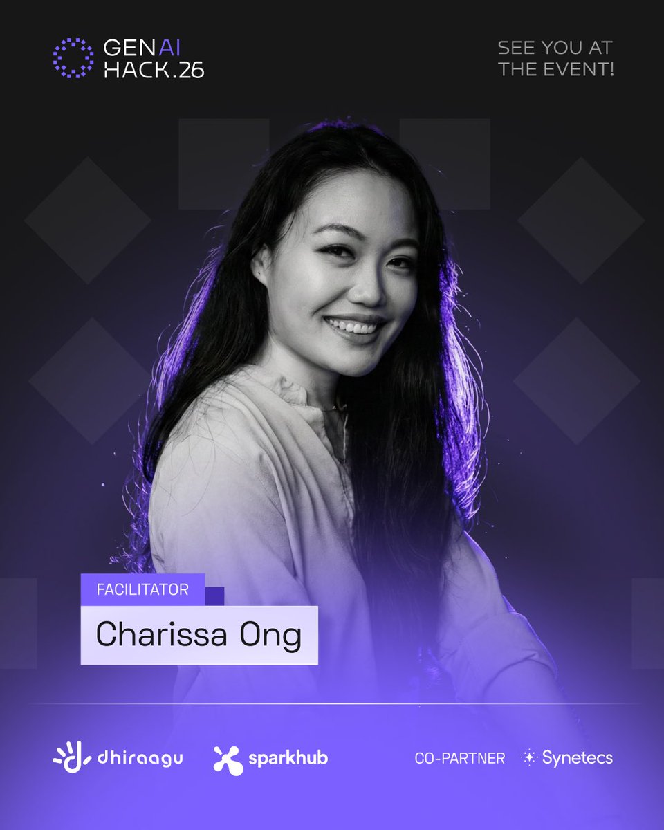 Meet Charissa — Lead Facilitator at #GenAIHack26 🚀
Creative Production Manager at PlayStation Malaysia, with experience across GenAI, gaming &amp; fintech. Leading the Growth &amp; Marketing session.
Excited to see all teams today!
In partnership with <a href="/Dhiraagu/">Dhiraagu</a> | Co-partnered <a href="/synetecs/">Synetecs</a>