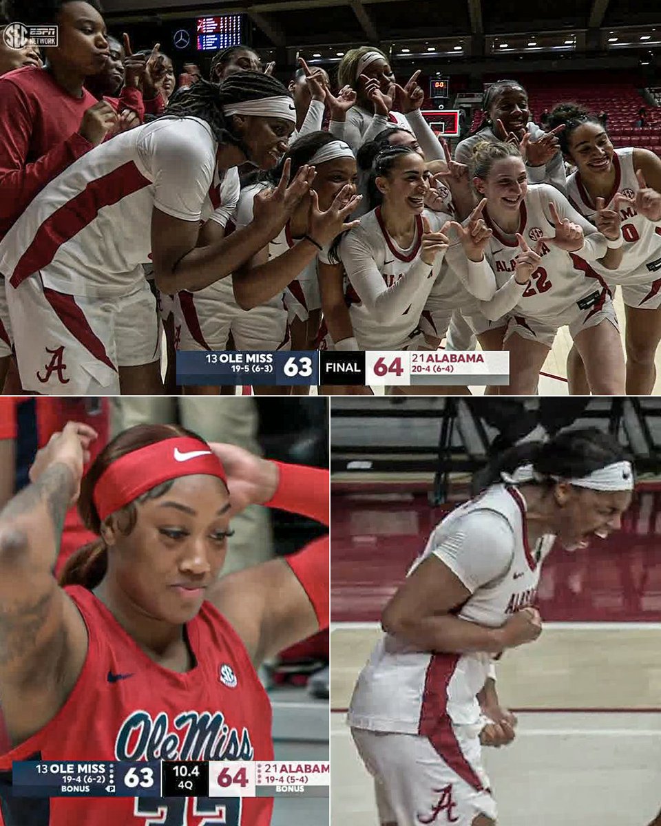 SECNetwork's tweet image. Big W for Bama 🐘🔥 

@AlabamaWBB