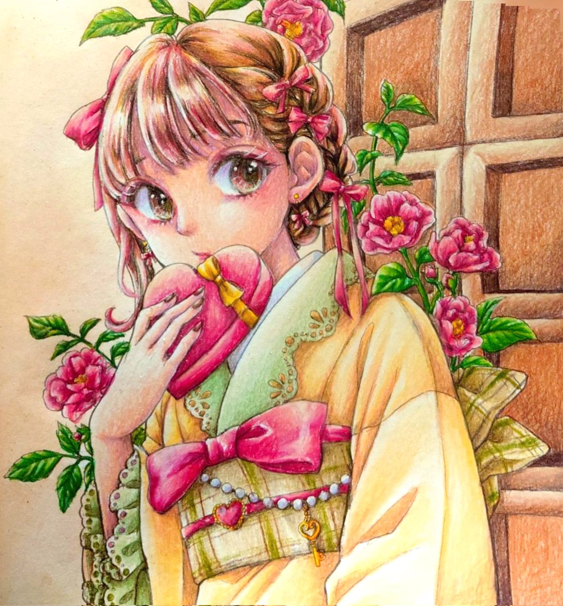 夢と空想のカフェテリア
可憐な少女と心ときめくお菓子のぬり絵

色鉛筆（ホルベイン）、パステルで着色

#大人の塗り絵
#ぬりえ
#コロリアージュ