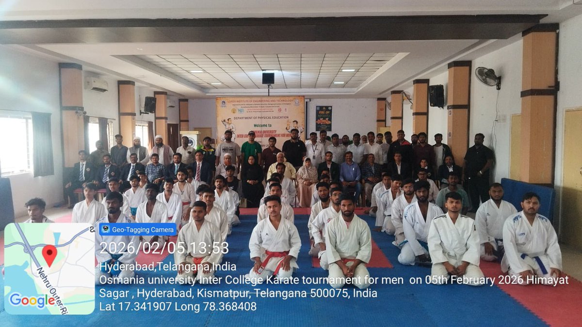 Syediftquar's tweet photo. It has been an immense pleasure and honor to be a part of the Osmania University Inter-College Karate Tournament–2026 as a Selection Committee Selector and to have successfully completed the tournament.

The tournament was held at Lord’s Institute of Engineering and Technology, Himayath Sagar, Hyderabad, on 5th February 2026. The event was conducted successfully under the Telangana State Karate-Do Association Referees Panel.

Referees and Officials Panel:
 1. Shihan Syed Iftquar Hussain
Referee Commission Member – KIO
WKF & AKF Judge
 2. Sensei Mazher Sharfi
AKF Judge
 3. Sensei Rajeshwari Chouhan
KIO / JA
 4. Sensei Kalimela Samuel
KIO / RA
 5. Sensei Mithilesh
R / B
 6. Sensei Sri Sai Pallavi
R / B

The tournament was observed by Mr. Mohammed Yousuf Uddin and Ms. Fareeda Begum, representatives from Osmania University.

The Chief Guest of the tournament was Mrs. Rizwana Begum, Secretary, Lord’s Institute of Engineering and Technology.

The tournament Headed by Mr. Mohammed Habeeb Khan (PD.LIET).

Championship Results:
 • Overall 1st Place: Lord’s Engineering College
 • Overall 2nd Place: Anwar-ul-Uloom College
 • Overall 3rd Place: Dr. B. R. Ambedkar College

Conclusion:

We would like to express our sincere gratitude to Sri Mahesh Kumar Goud Sir (President, TSKD & Congress MLC) for his constant support and encouragement. I would also like to extend my heartfelt thanks to my mentor Hanshi Bharath Sharma Sir, whose trust, belief, and guidance have played a vital role in enabling me to serve in this position.

Warm regards,
Shihan Syed Iftquar Hussain
Referee Commission Member – KIO
WKF & AKF Judge
WKF Accredited Coach
