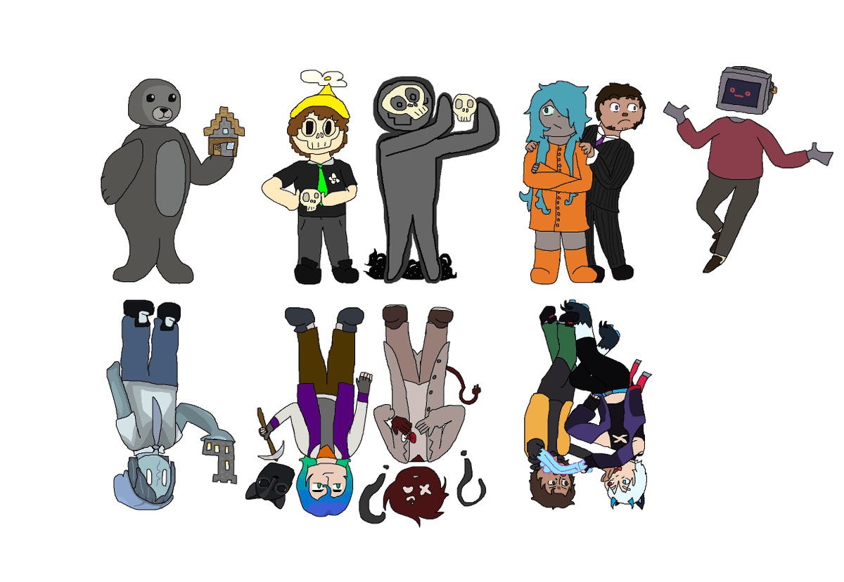 Aquelon1's tweet photo. Some of y'all have probably already seen this (especially if you're on tumblr or even bsky) but I'm posting it anyway as I establish how this "posting art for y'all on here" thing will work.  #flipsidezer0 is really good and you should watch it, so here's the episode 1 lineup. https://t.co/tQxBDMep4A