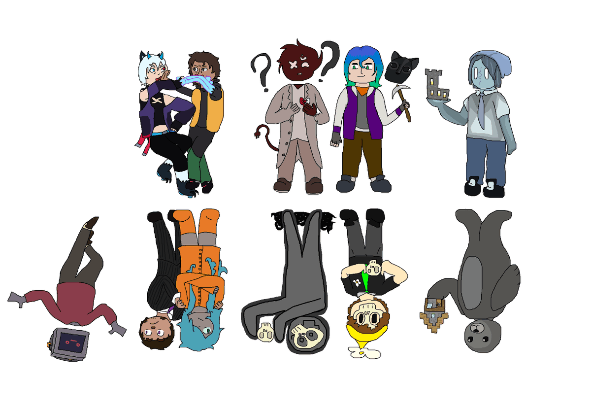 Aquelon1's tweet photo. Some of y'all have probably already seen this (especially if you're on tumblr or even bsky) but I'm posting it anyway as I establish how this "posting art for y'all on here" thing will work.  #flipsidezer0 is really good and you should watch it, so here's the episode 1 lineup. https://t.co/tQxBDMep4A