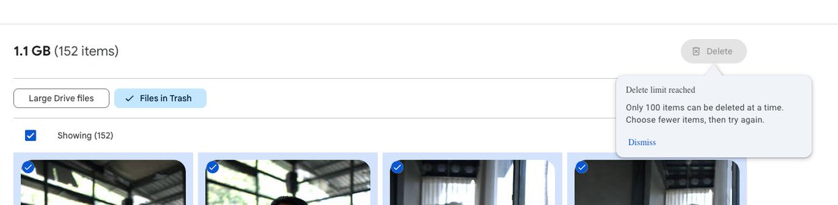 Can a product person help me rationalize why google drive would put a limit on number of files to be deleted at once from the 'trash' folder? <a href="/GoogleIndia/">Google India</a>