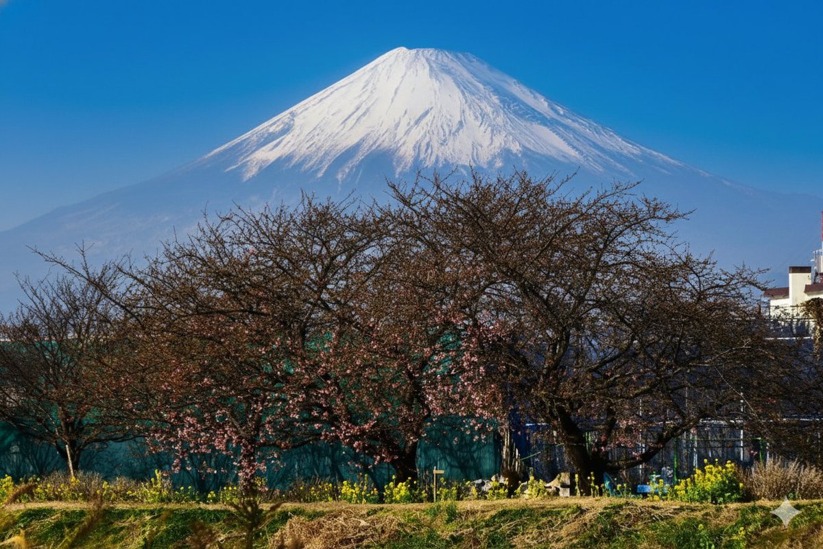 茅ヶ崎の河津桜はまだ咲き始め！
小出川はあと2週間先が満開かな。メジロが近くに寄ってくれる！
#茅ヶ崎 #河津桜 #富士山