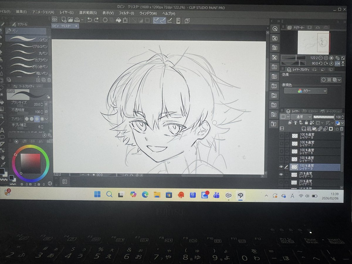 初板タブの初クリスタでとても描きにくいけど、新感覚✨️✨