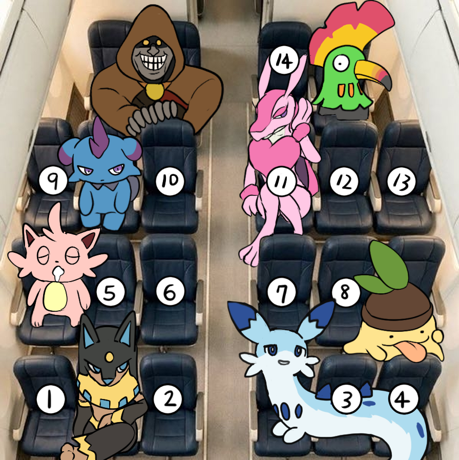 Palworld_JP's tweet photo. パルパゴス島行きの23時間フライト、どこ座る？ https://t.co/qtOLIOgAZD